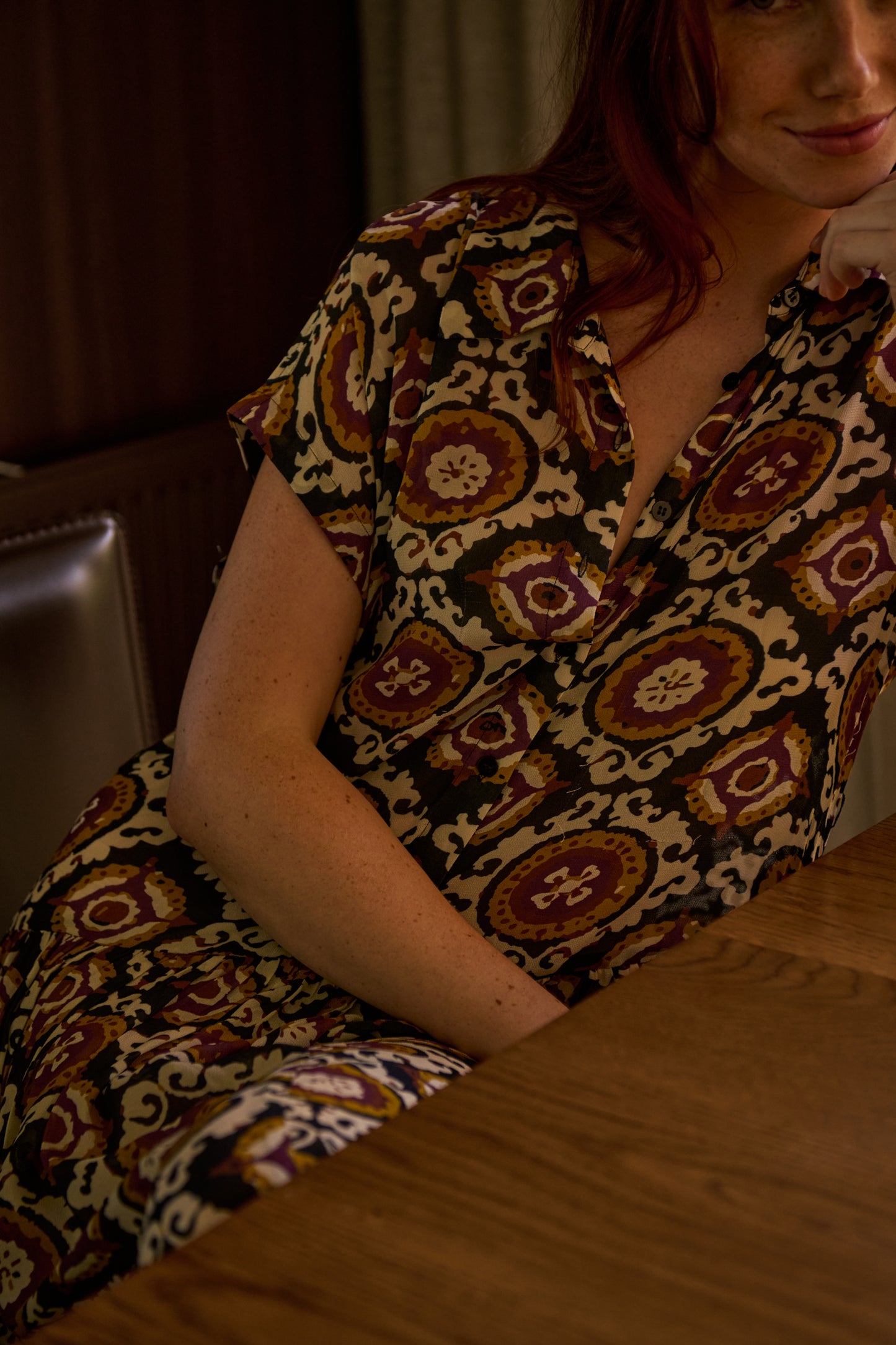 PHOEBE DOLMAN SLEEVE SHIRT DRESS- AUBERGINE