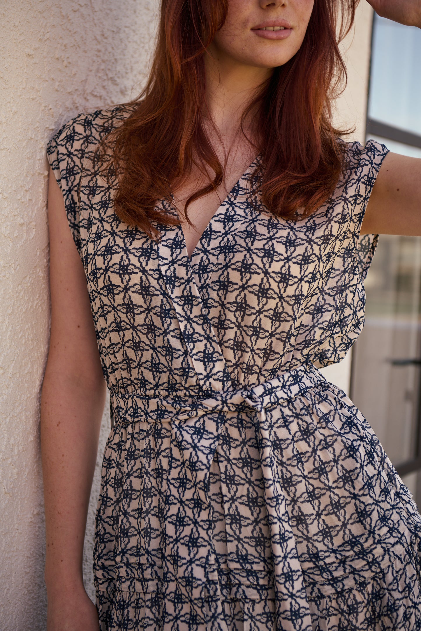 ADA V NECK DRESS- NAVY
