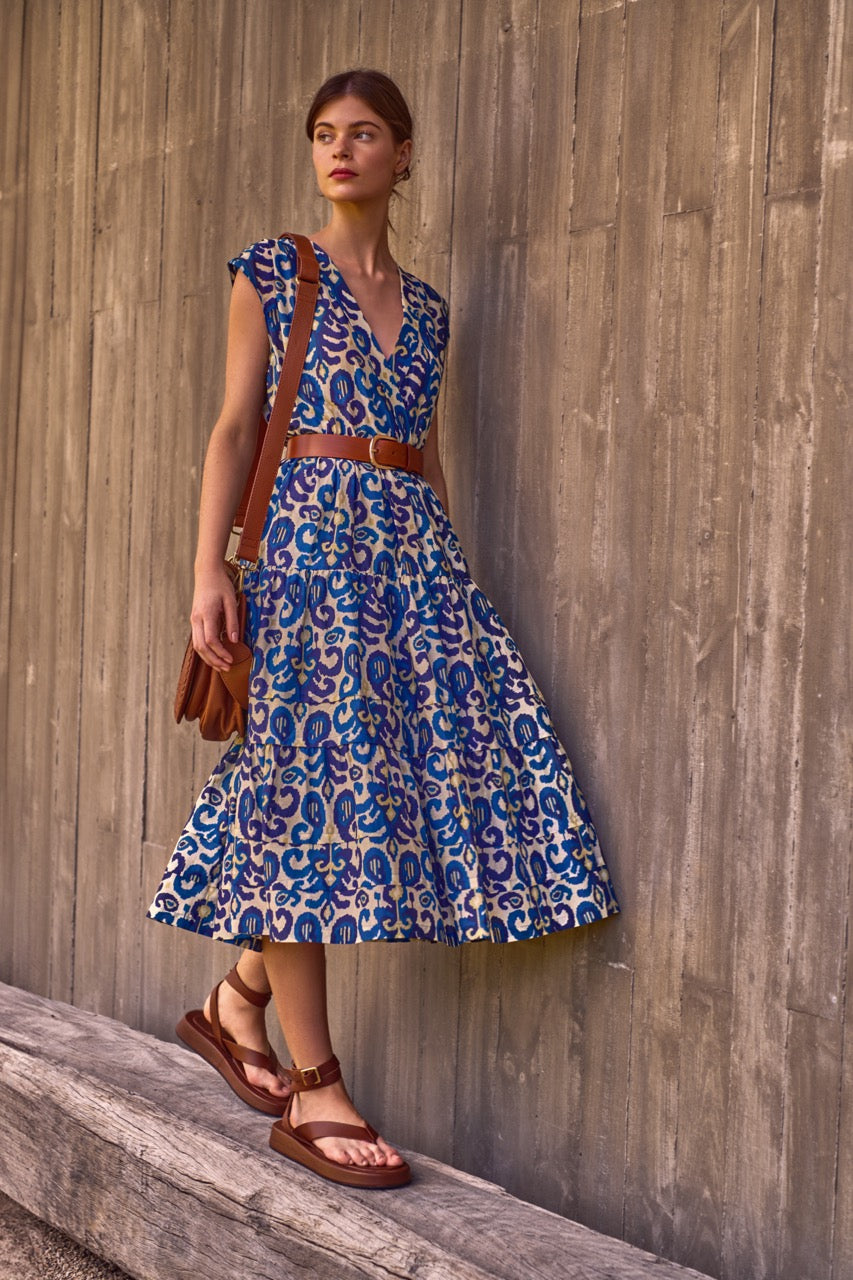FLORENCE V NECK DRESS FLORENCE NAVY