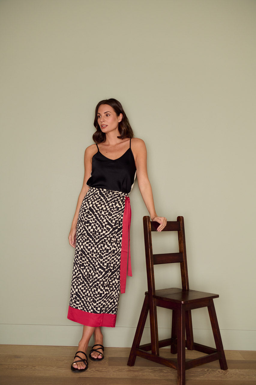 ALGERIA WRAP SKIRT- BLACK