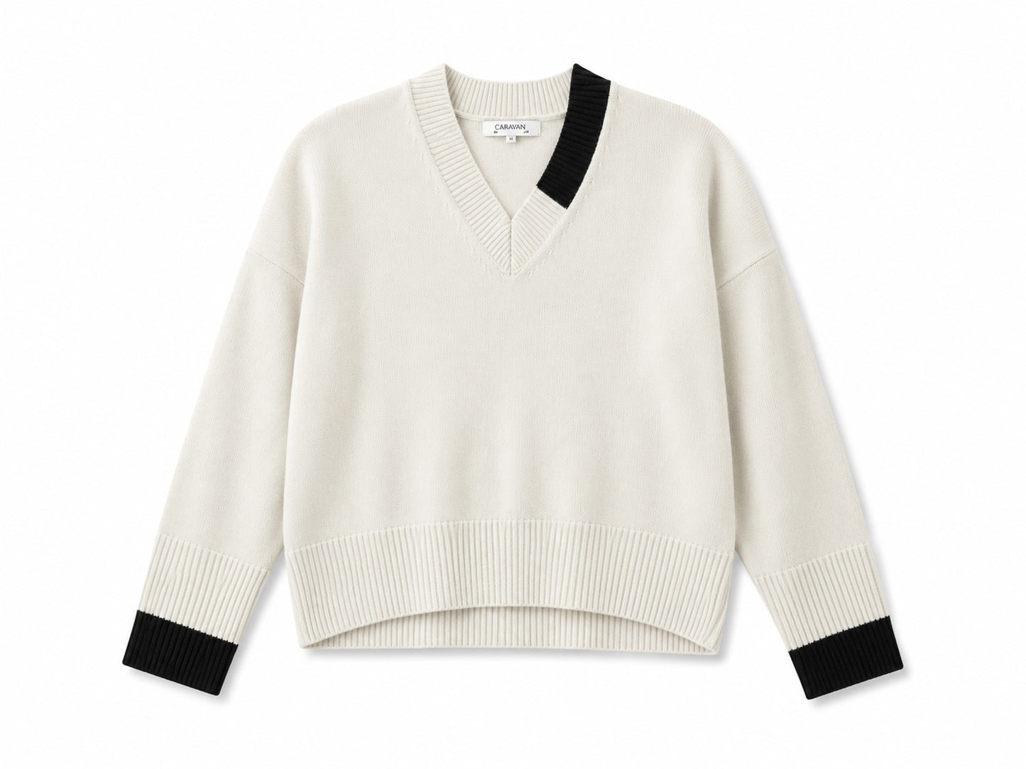 EDDY MERINO V NECK JUMPER IVORY