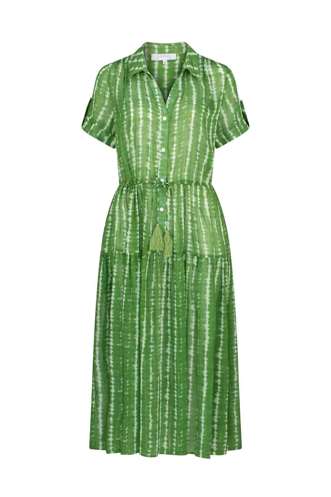 MOONLIGHT WAVE BUTTON FRONT DRESS- Forest