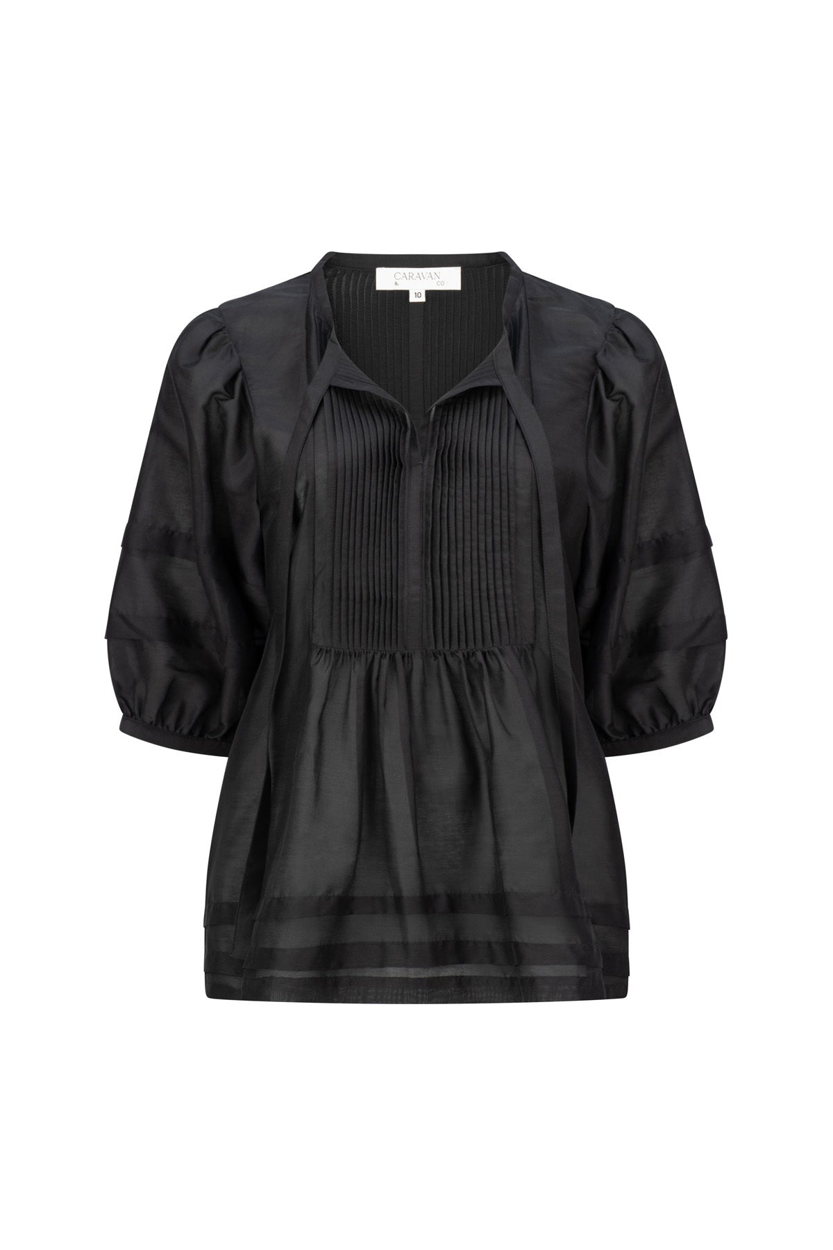 RILEY PINTUCK BLOUSE BLACK