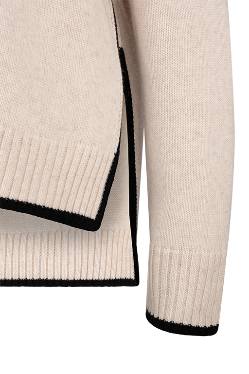 CASHMERE BLEND ROLL NECK JUMPER ALABASTER/Black