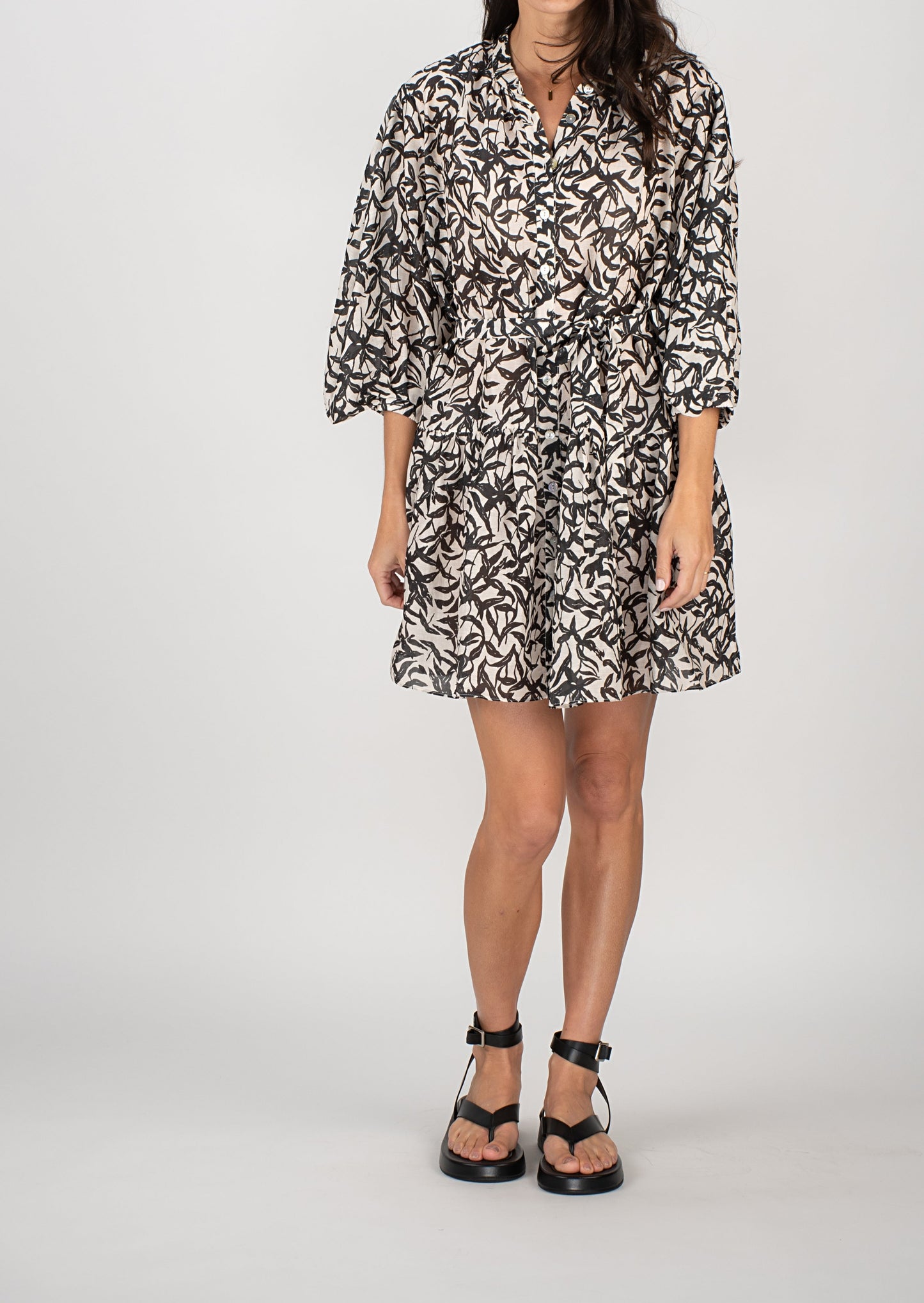MIRABELLA DROPPED WAIST DRESS - BLACK