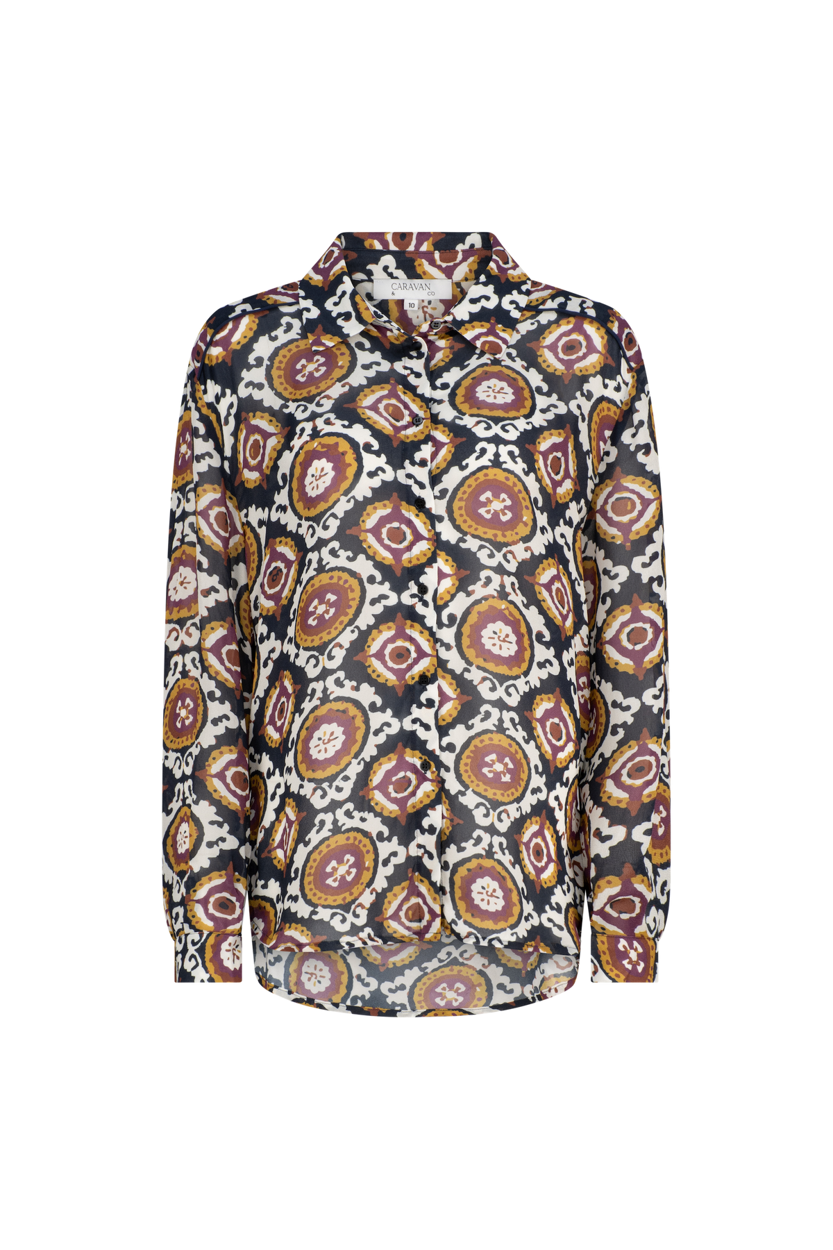 PHOEBE CONTRAST SHOULDER BLOUSE- AUBERGINE