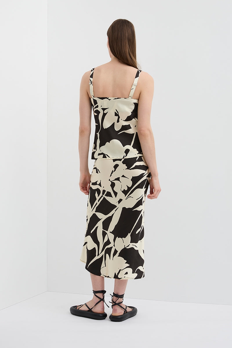 VINCENT SILK CAMI TOP FLORAL BLACK
