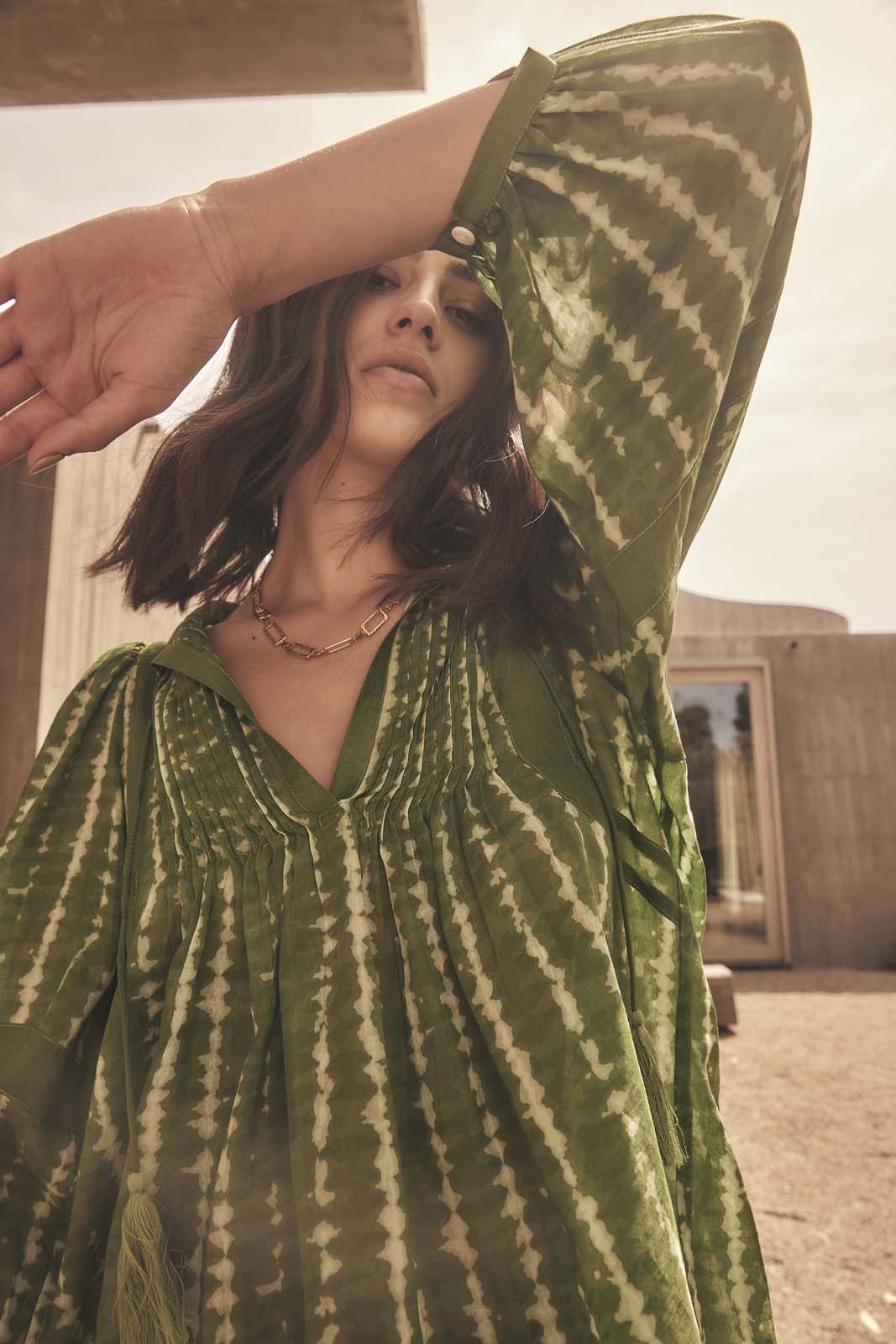 MOONLIGHT WAVE TUNIC TOP - Forest print