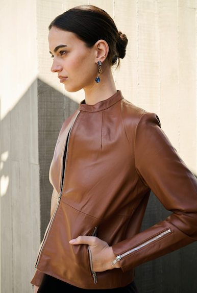 HUDSON LEATHER BOMBER JACKET HUSK