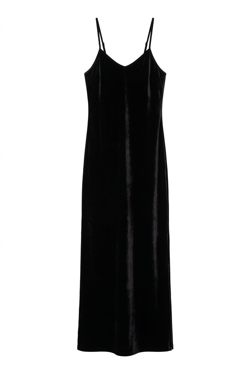 VALENTINE VELVET SLIP DRESS - NAVY