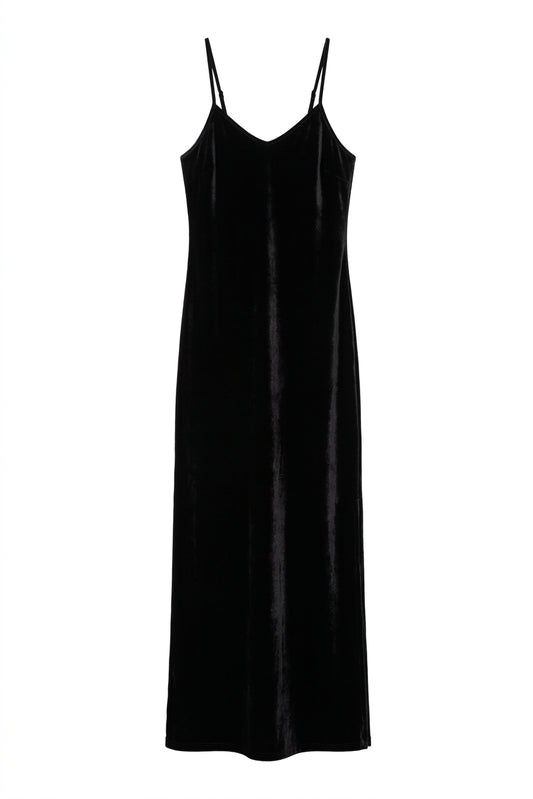 VALENTINE VELVET SLIP DRESS - NAVY