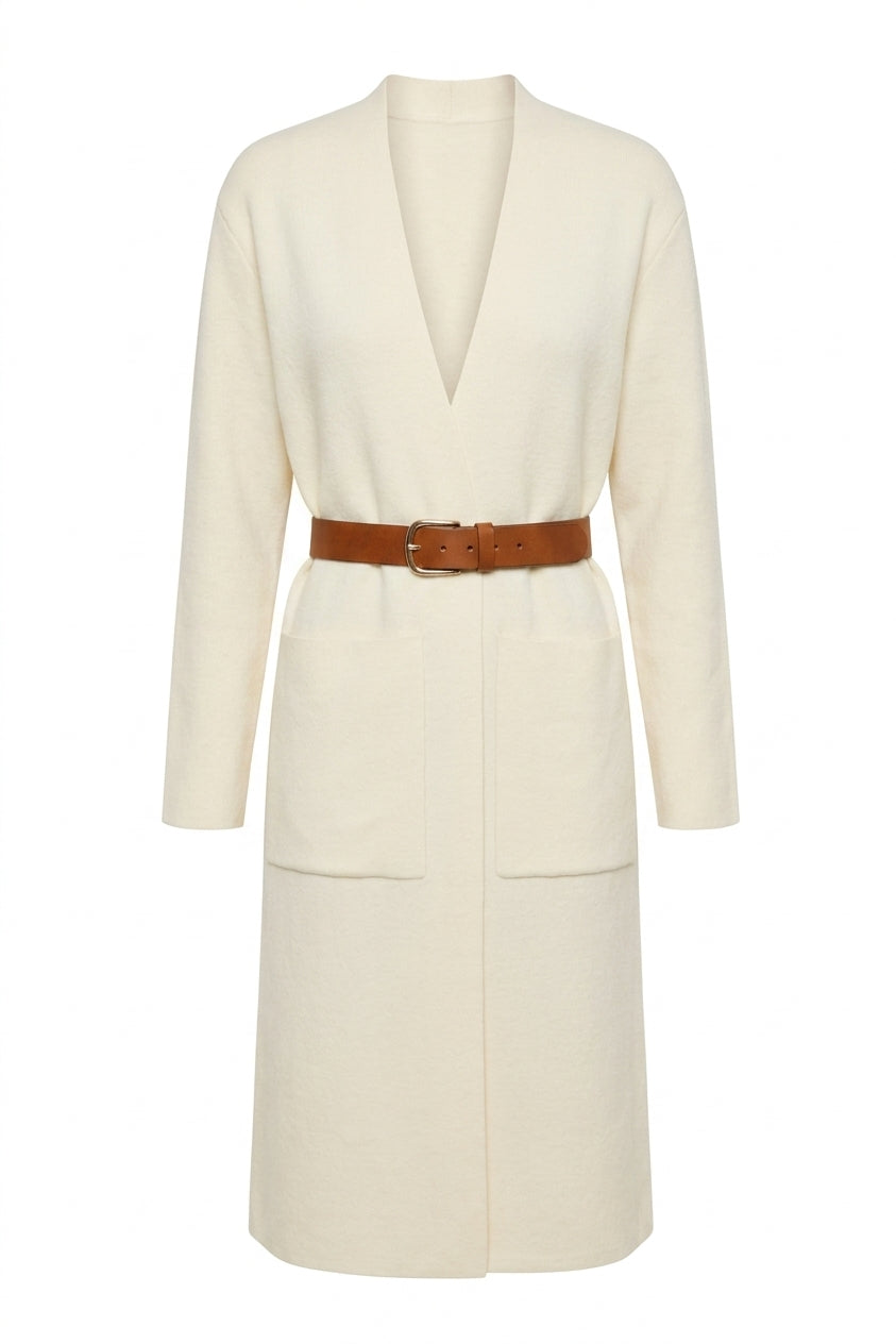 LONGLINE SOLID CARDIGAN ALABASTER