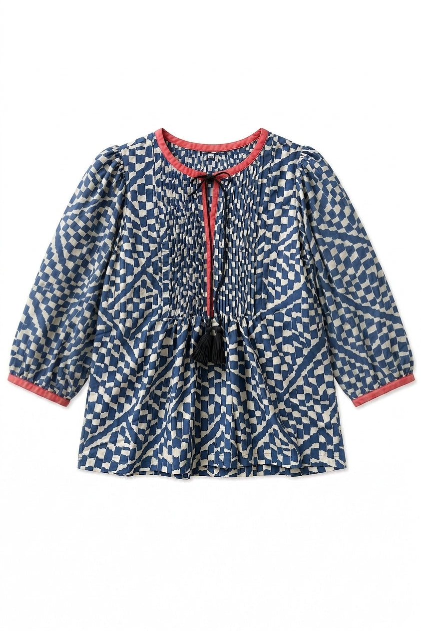 ALGERIA CONTRAST BLOUSE - PETROL
