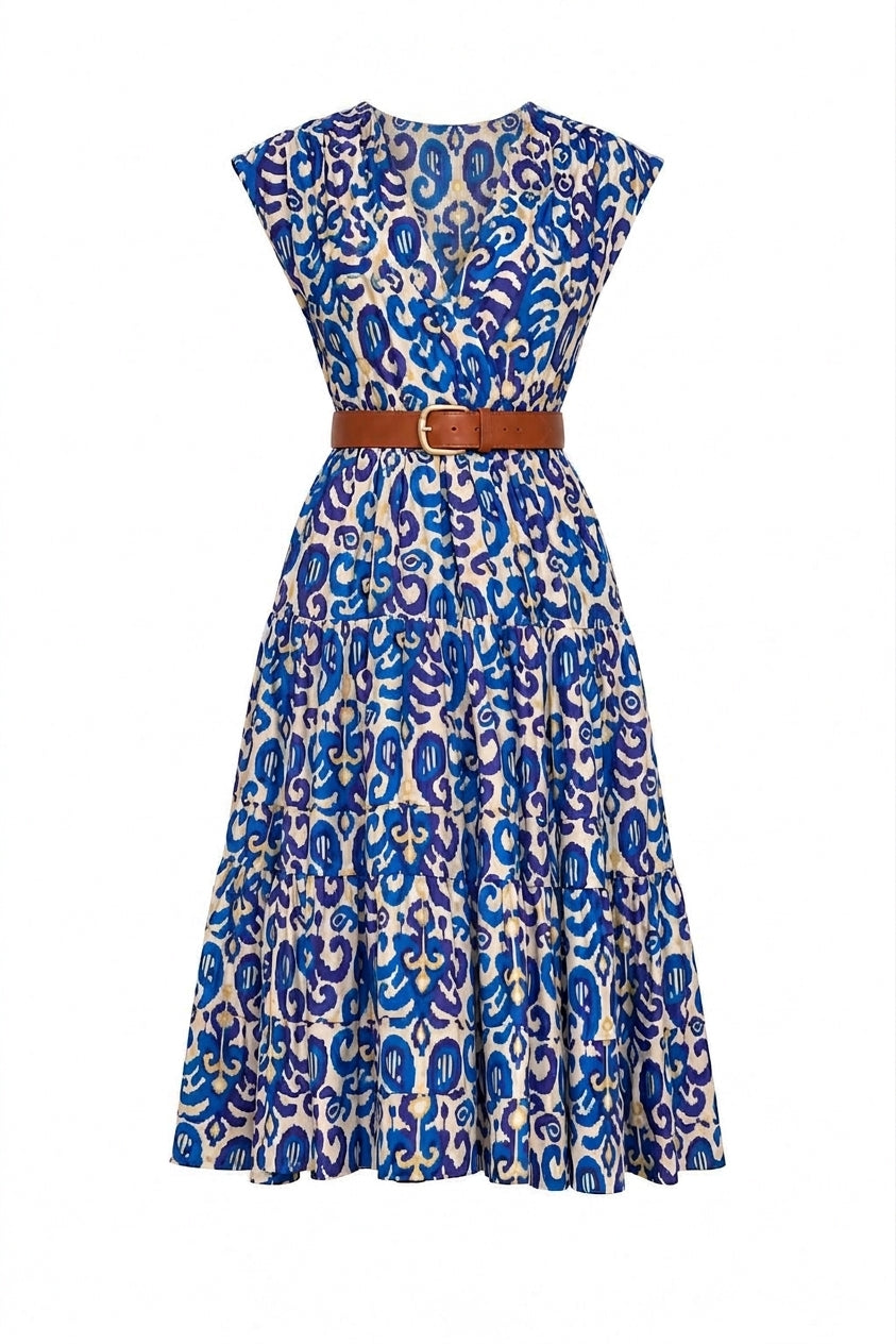 FLORENCE V NECK DRESS FLORENCE NAVY