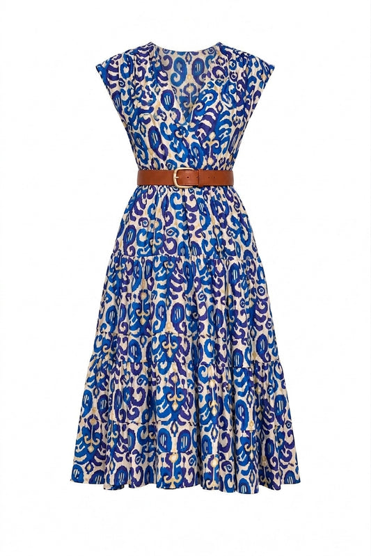 FLORENCE V NECK DRESS FLORENCE NAVY