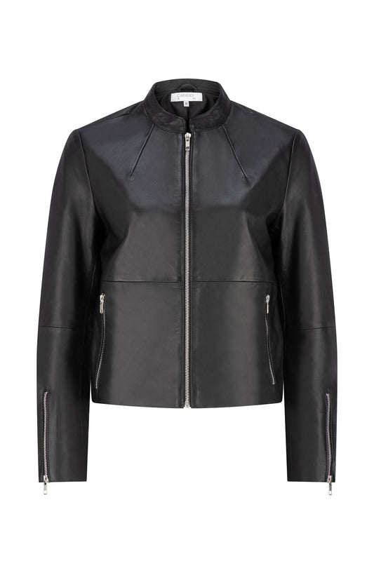 HUDSON LEATHER BOMBER JACKET BLACK
