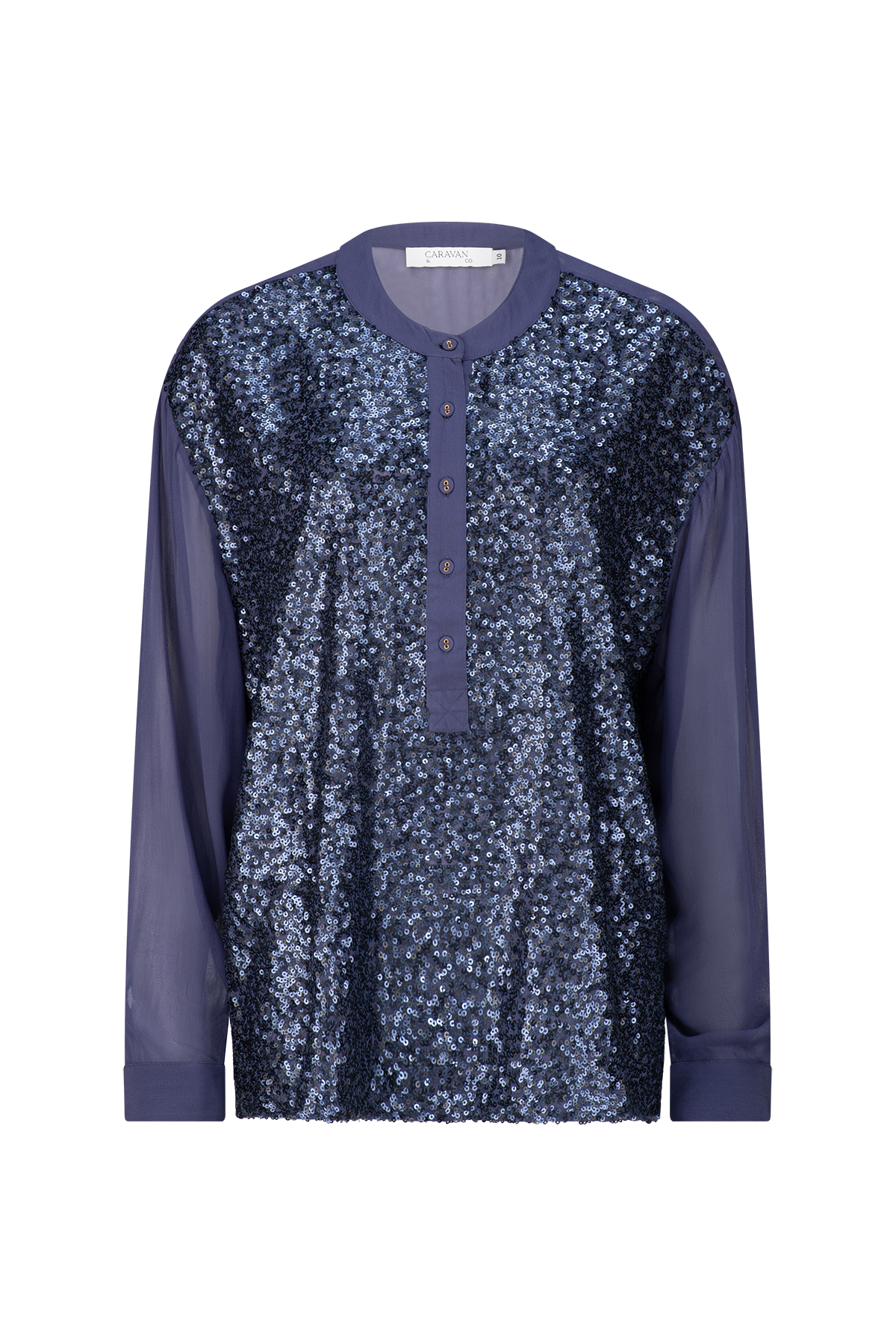 SEQUIN TUXEDO SHIRT MIDNIGHT