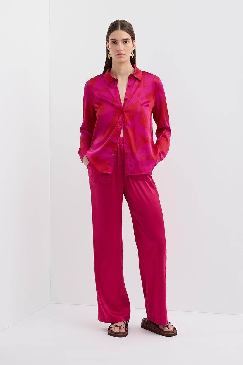 LIGHTNESS OF BEING SILK SLOUCH PANT MAGENTA