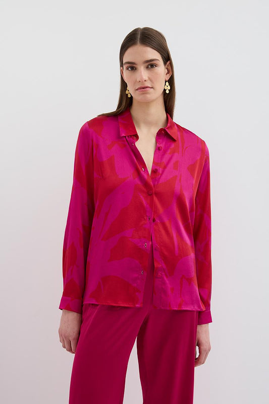 VINCENT CLASSIC SILK SHIRT MAGENTA