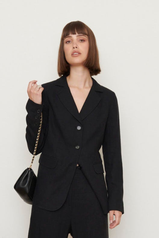 Bria Linen Jacket - Black