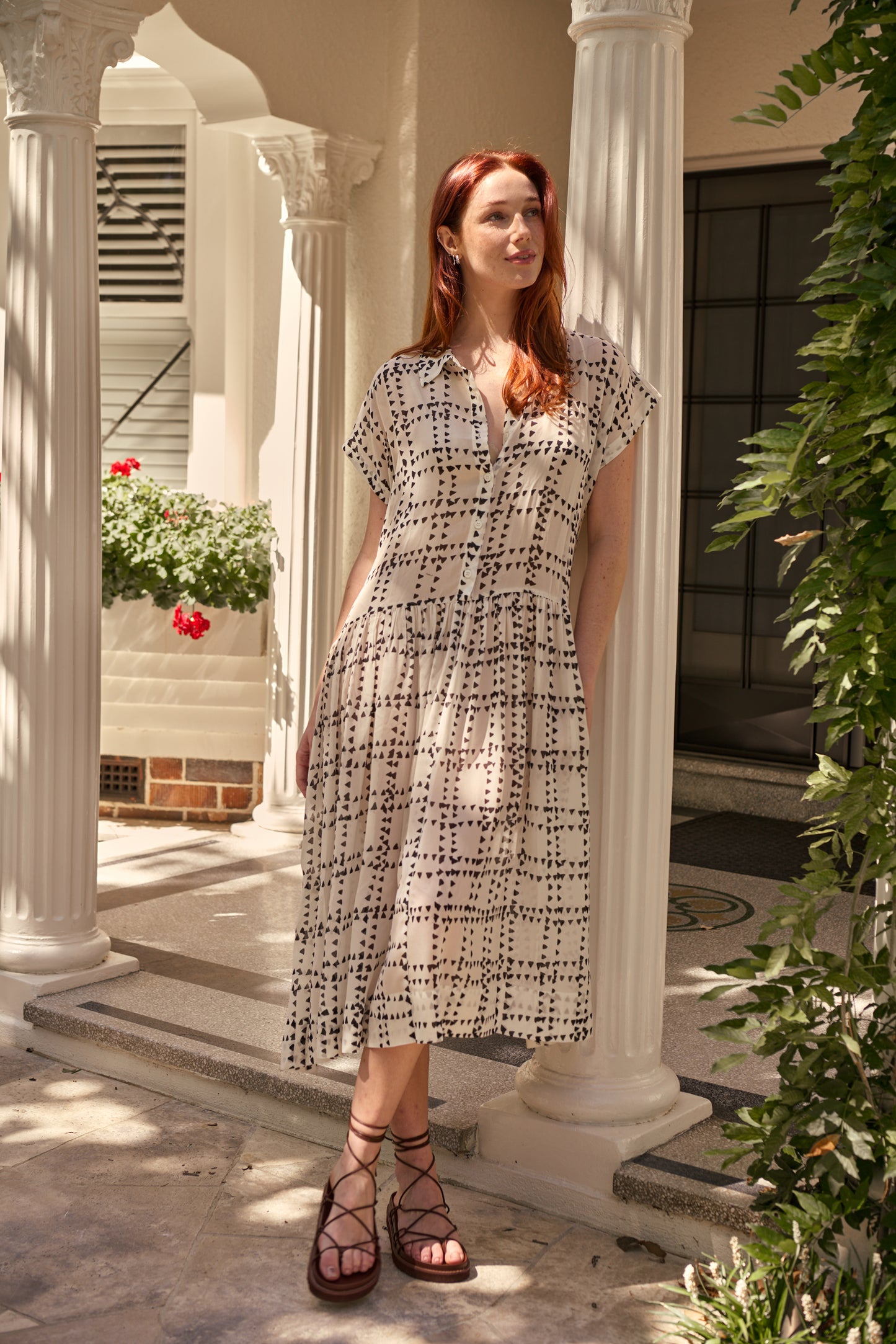 LOTTIE DOLMAN SLEEVE SHIRT DRESS - IVORY