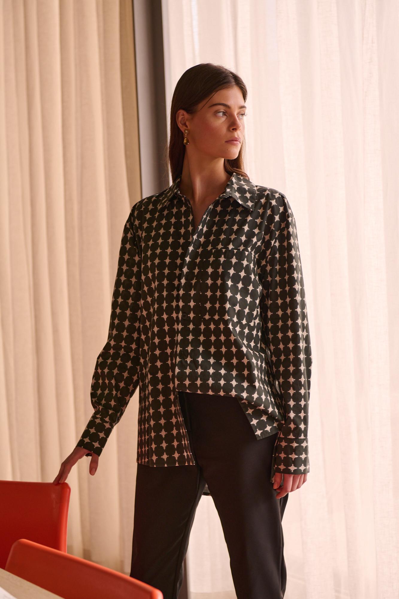 STELLA BOYFRIEND COTTON SHIRT STELLA BLACK