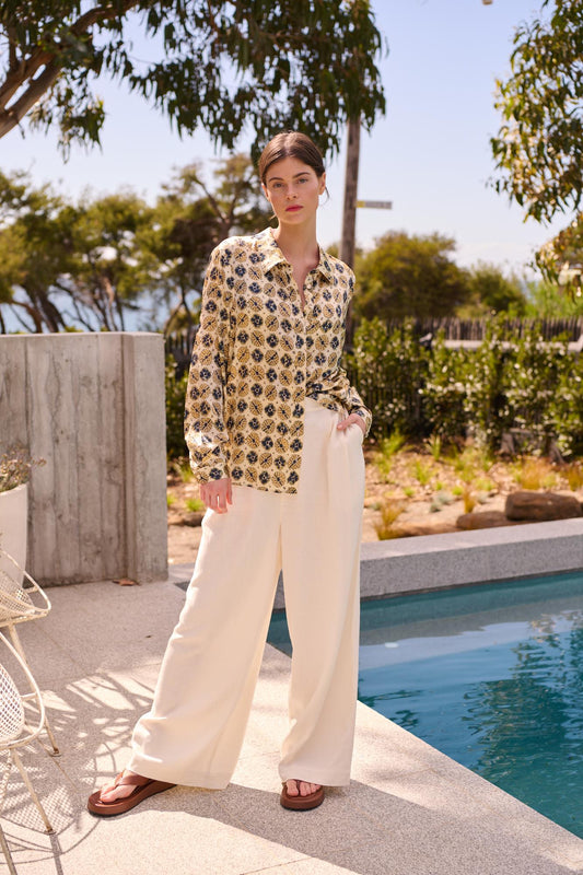 ELLA SILK SLOUCH SHIRT ELLA WHITE