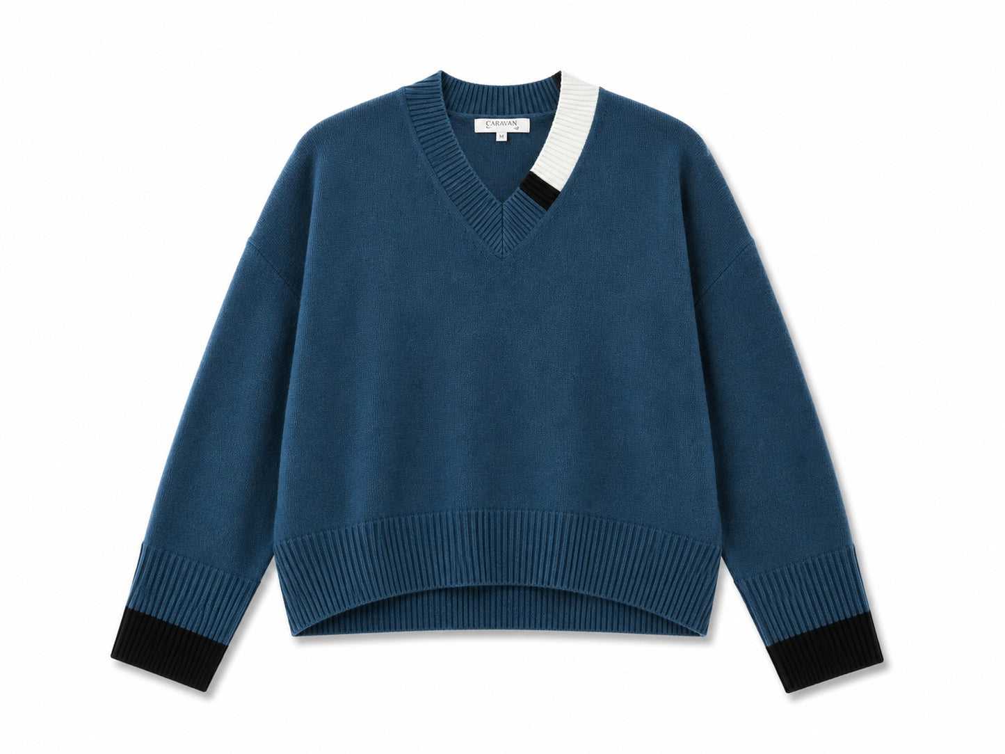 EDDY MERINO V NECK JUMPER BLUE MARLE