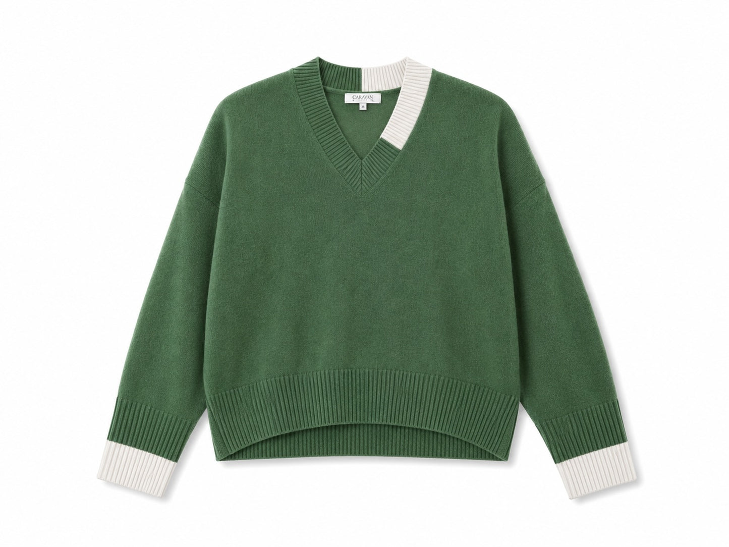 EDDY MERINO V NECK JUMPER FOREST MARLE