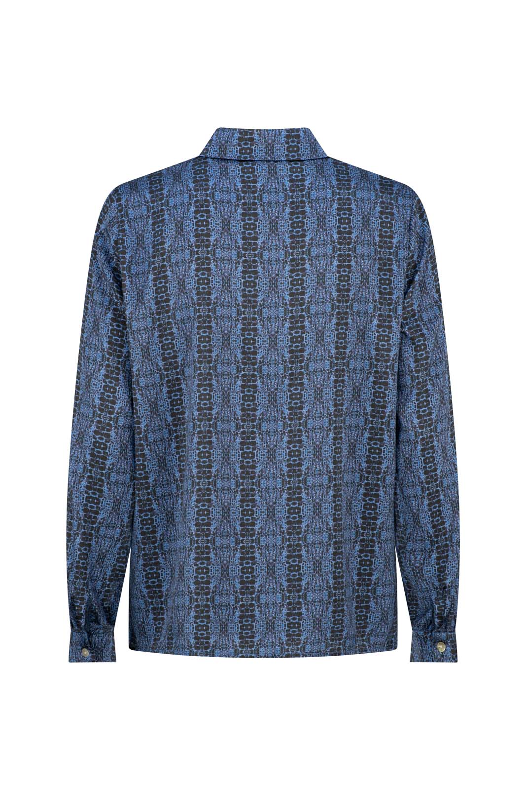 FORCE OF NATURE CLASSIC SILK SHIRT- Navy Print