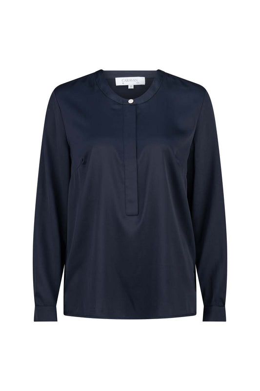 LIGHTNESS OF BEING SILK BLOUSE- Navy