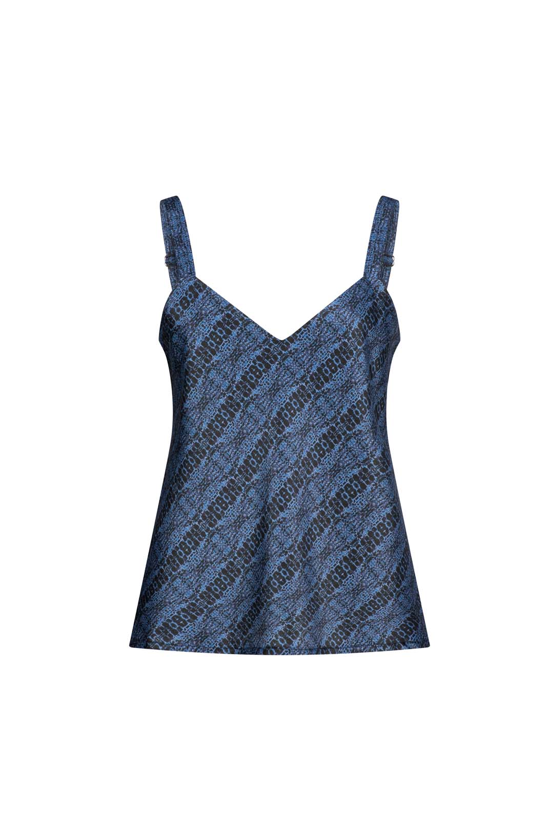 LIGHTNESS OF BEING SILK CAMI TOP - Navy Force of Nature Print