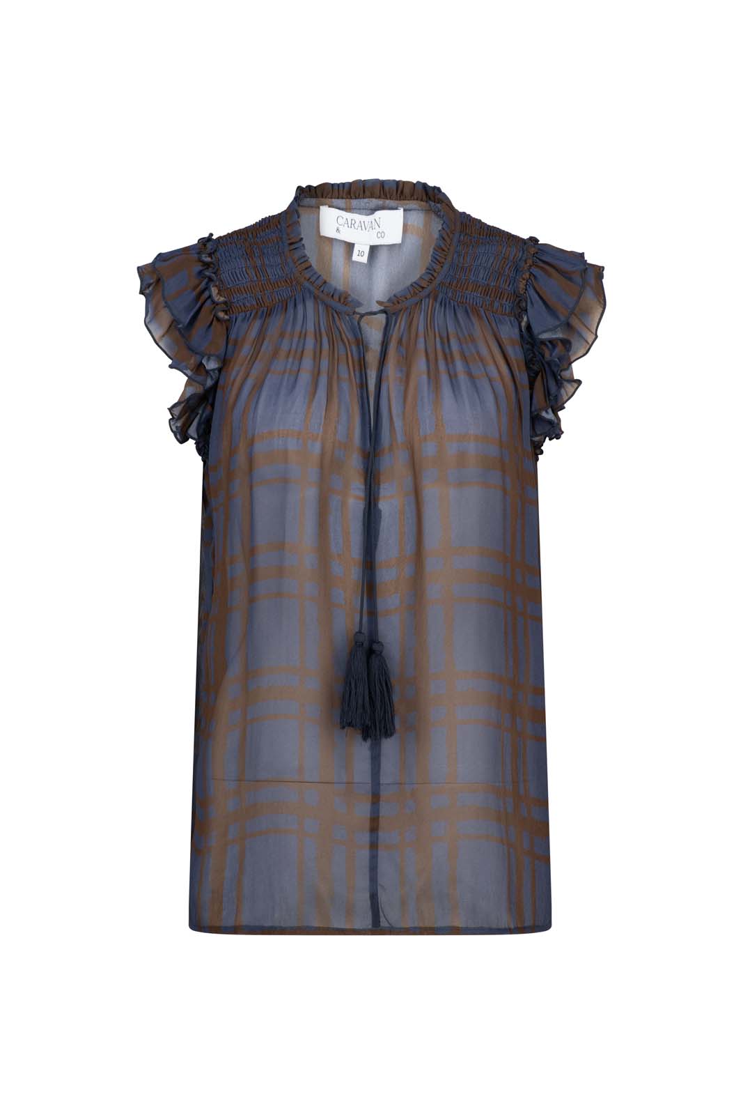 WALK THE LINE RUFFLE NECK BLOUSE