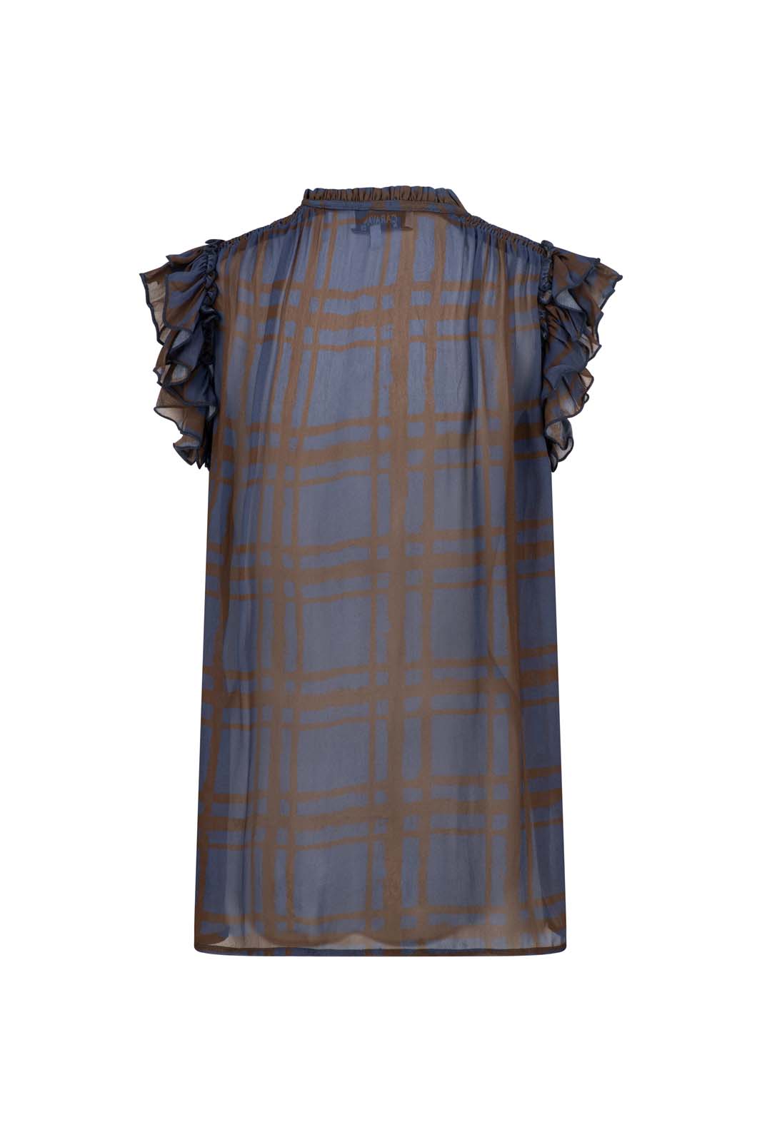 WALK THE LINE RUFFLE NECK BLOUSE