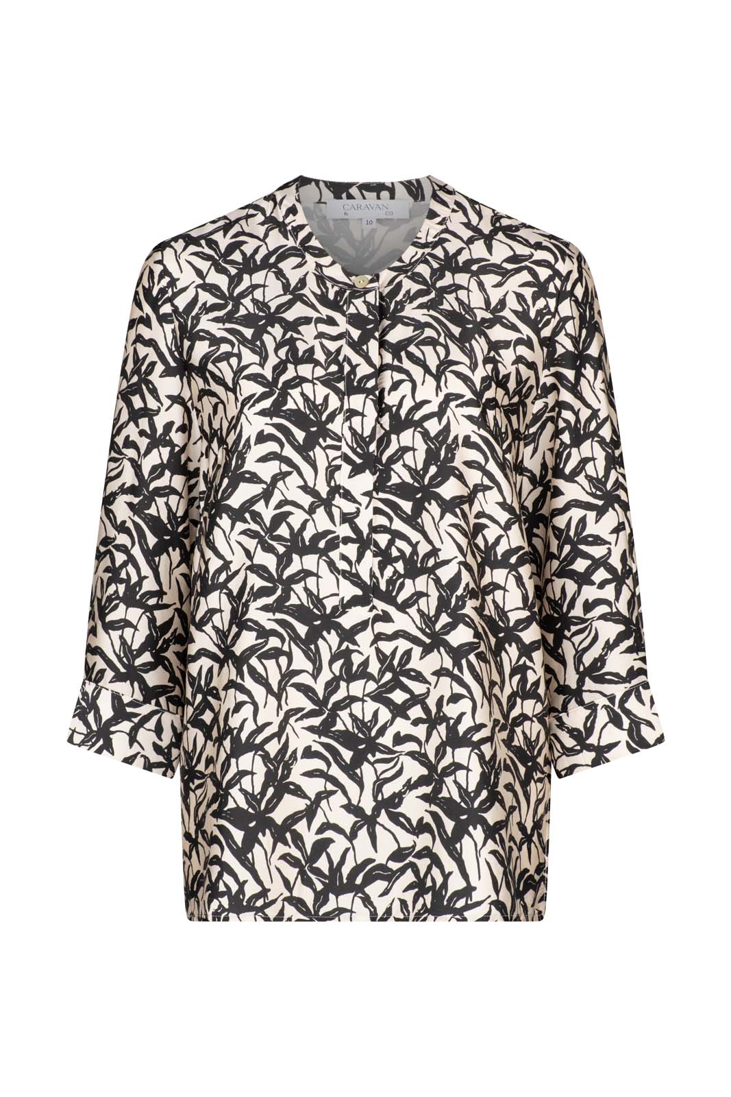 MIRABELLA SILK GRANDPA SHIRT- Black
