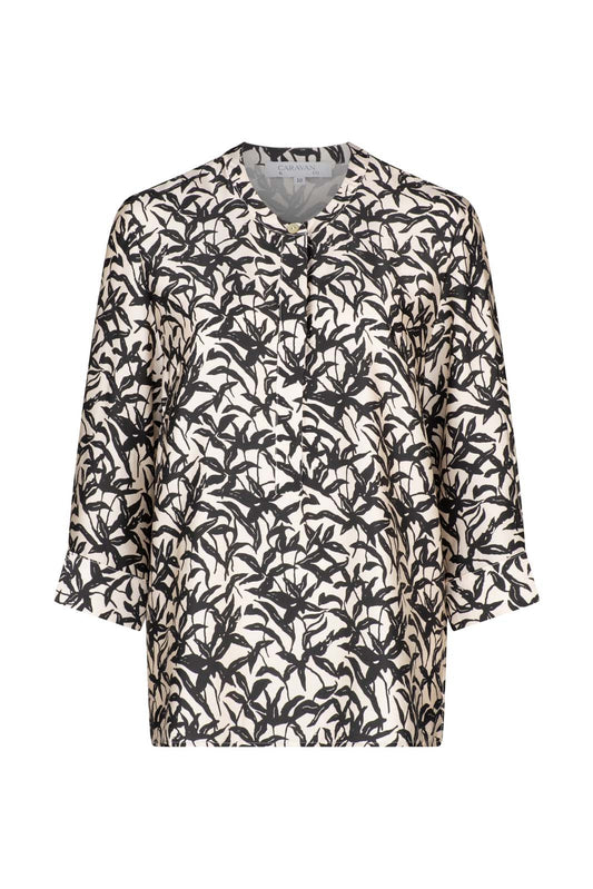 MIRABELLA SILK GRANDPA SHIRT- Black