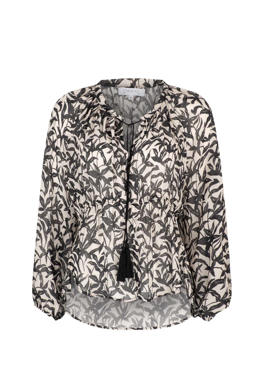 MIRABELLA RAGLAN SLEEVE BLOUSE - BLACK
