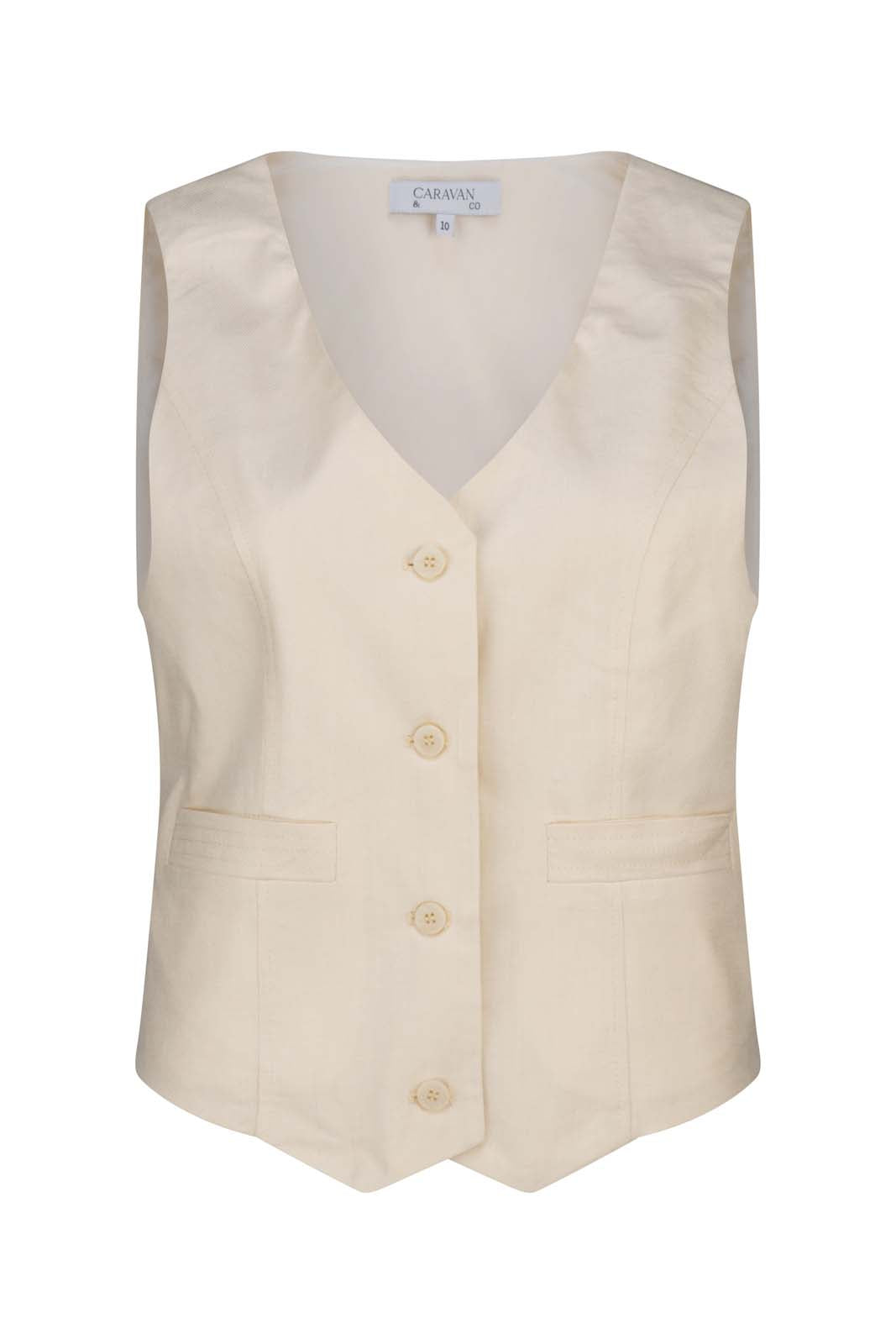 ORLANDO LINEN VEST - IVORY