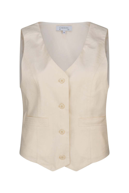 ORLANDO LINEN VEST - IVORY