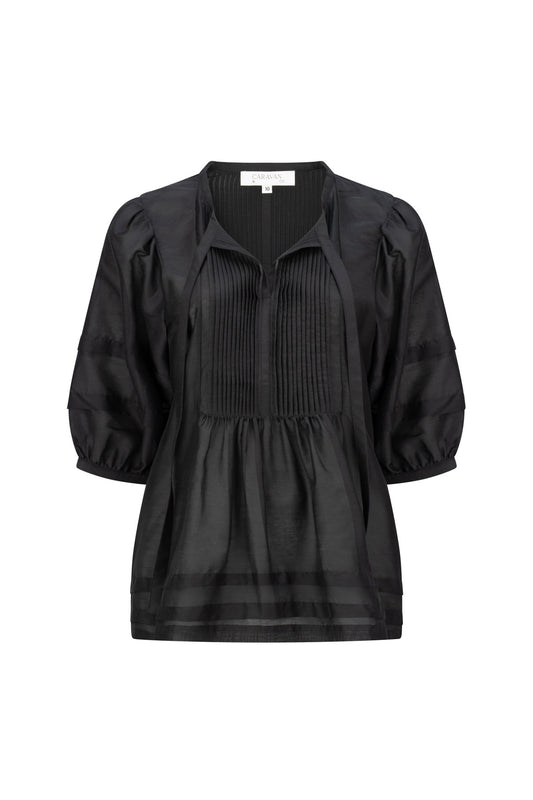 RILEY PINTUCK BLOUSE BLACK