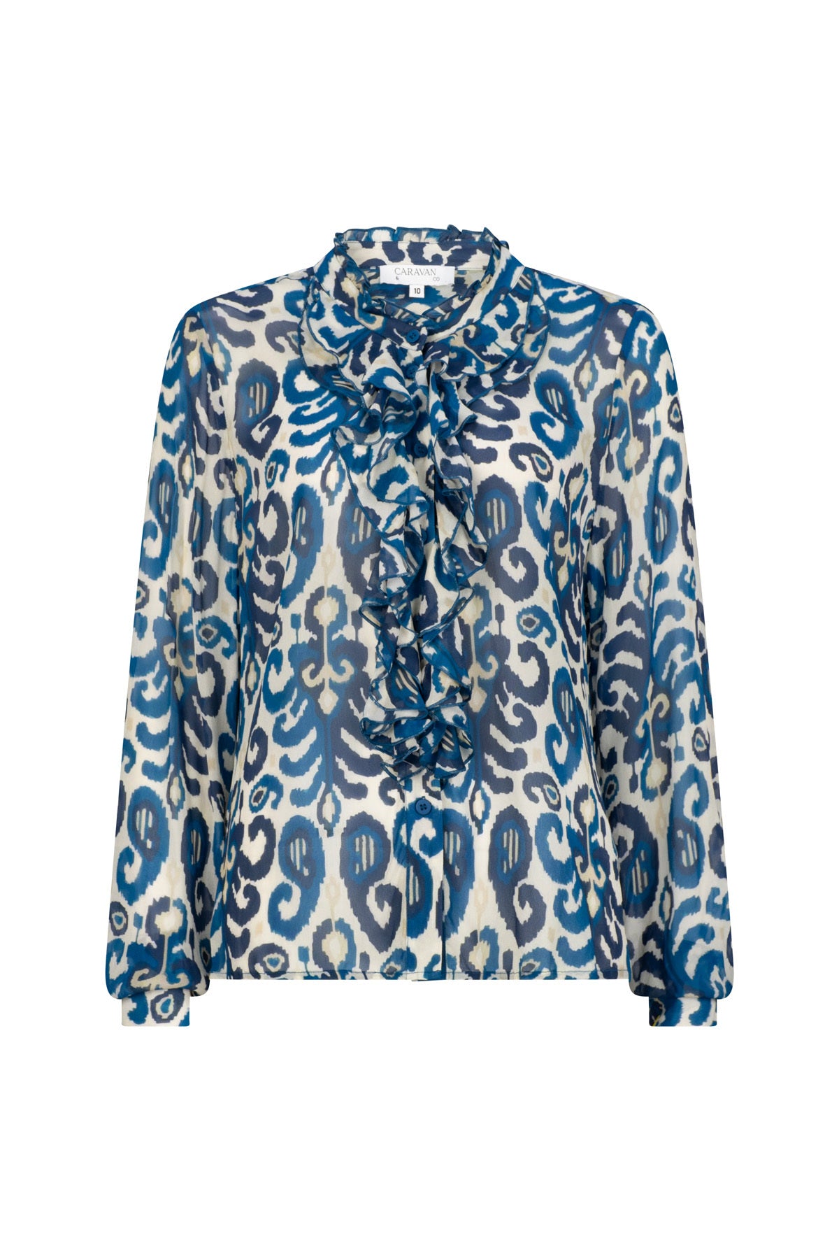 FLORENCE FRILL FRONT BLOUSE FLORENCE NAVY