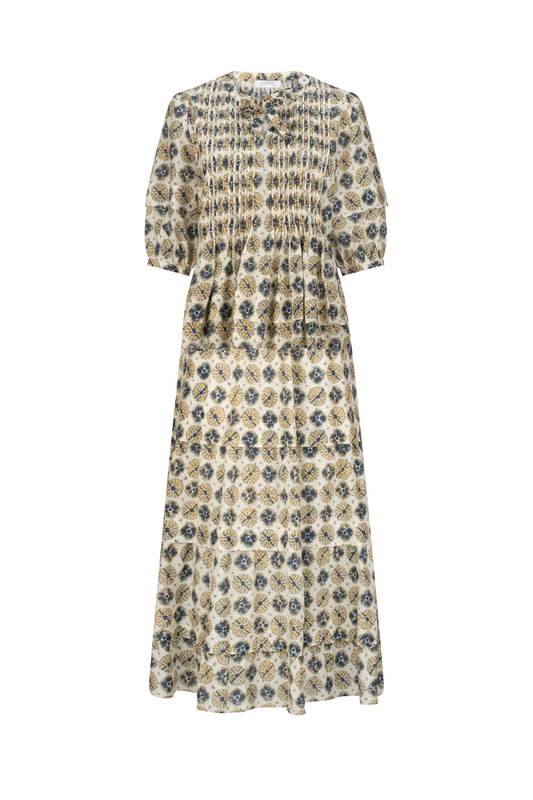 ELLA PINTUCK SHIRT DRESS - IVORY