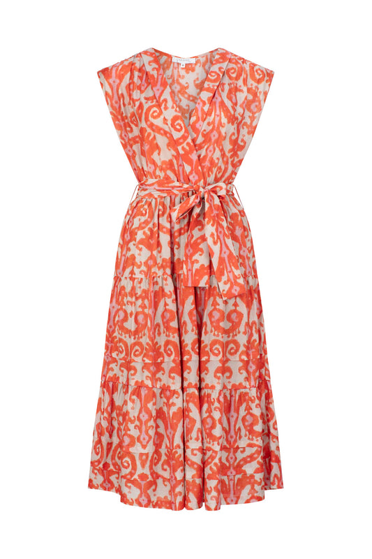 FLORENCE V NECK DRESS FLORENCE TANGERINE