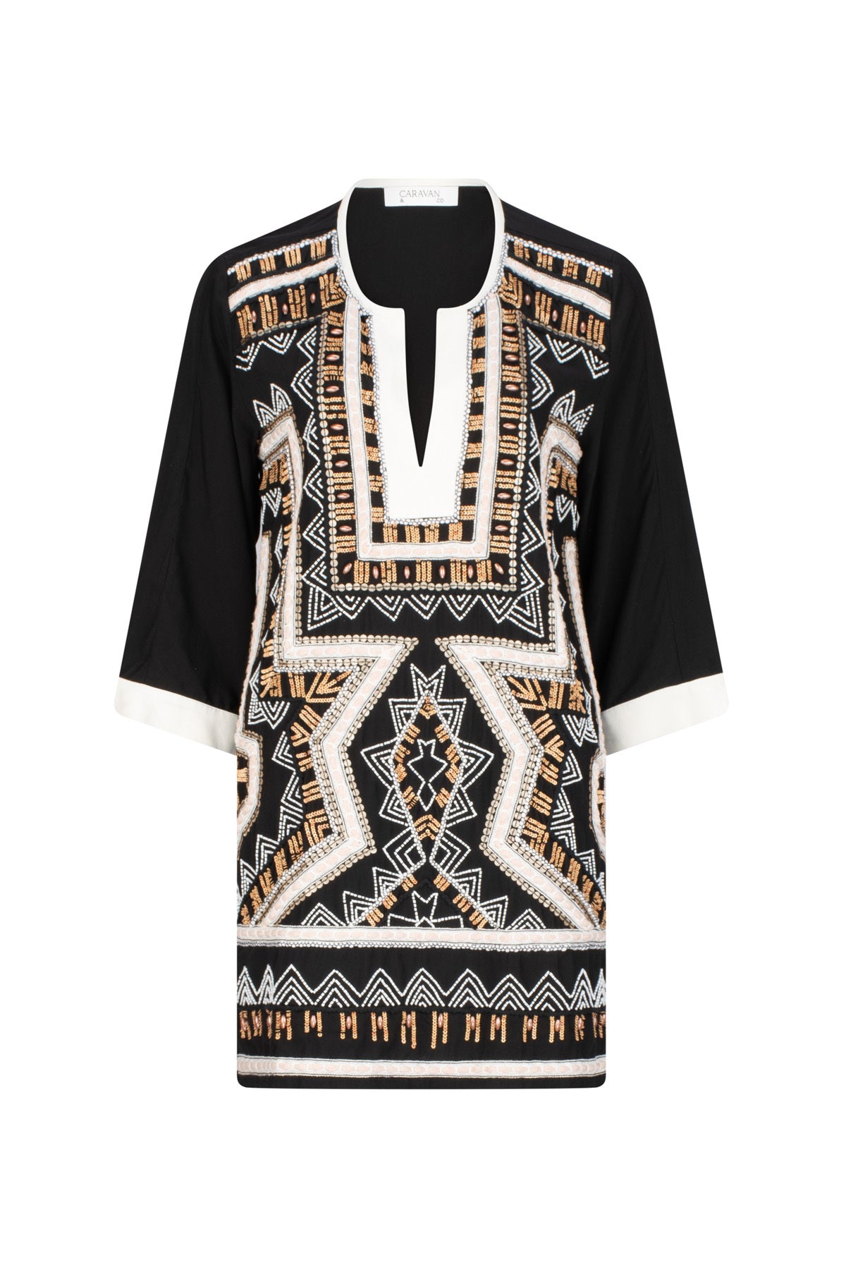 BRONTE EMBROIDERED KAFTAN BLACK