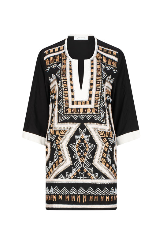 BRONTE EMBROIDERED KAFTAN BLACK