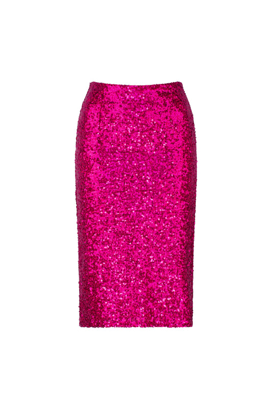SEQUIN PENCIL SKIRT MAGENTA