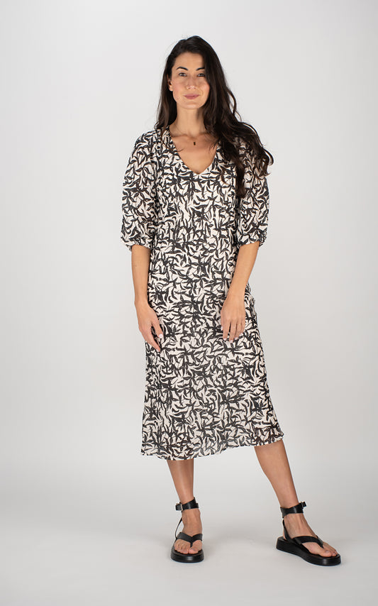 MIRABELLA BALLOON SLEEVE BIAS DRESS - Black