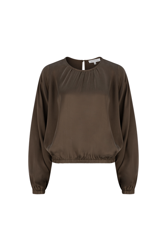 LIGHTNESS OF BEING GATHERED NECK BLOUSE KELP