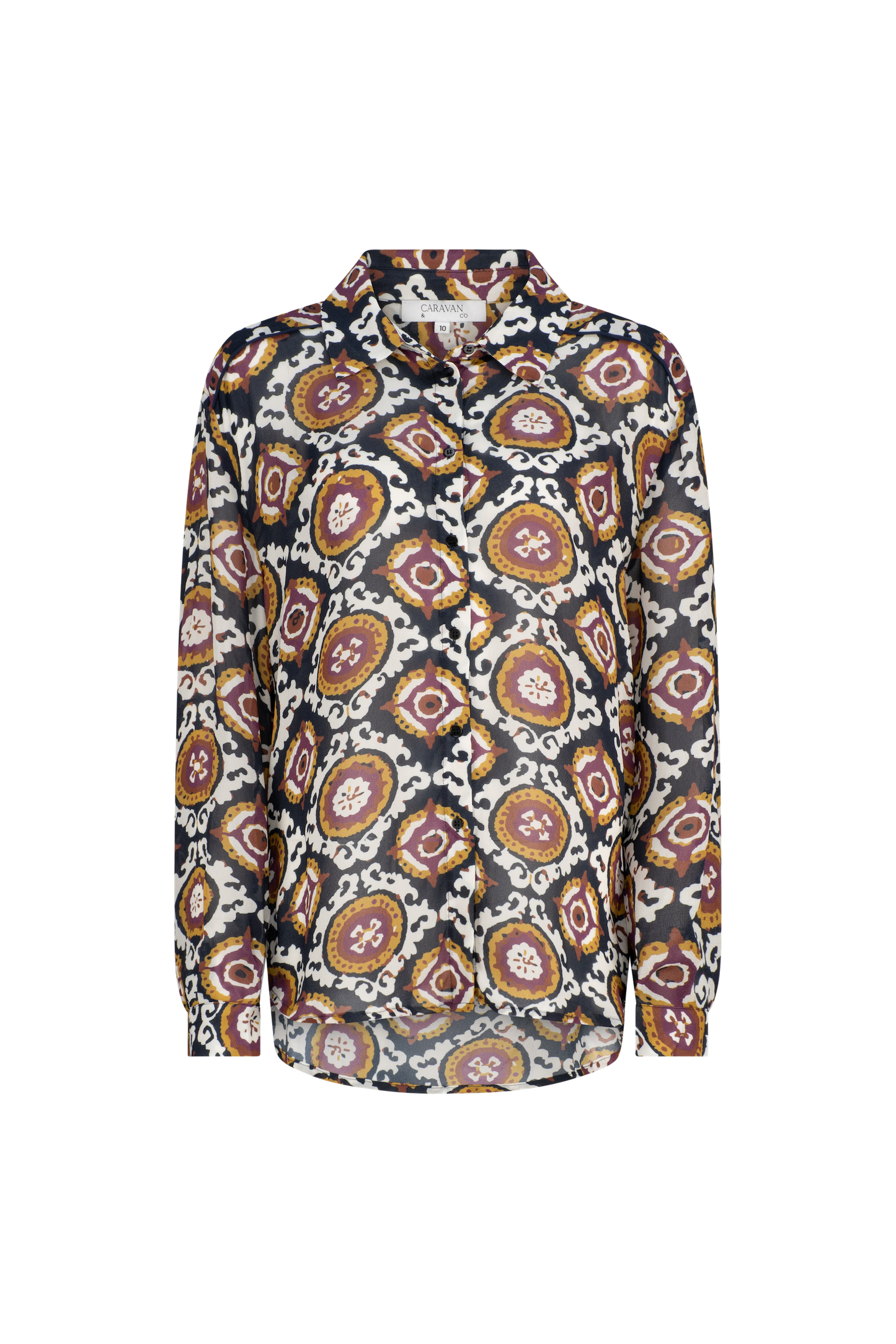PHOEBE CONTRAST SHOULDER BLOUSE- AUBERGINE