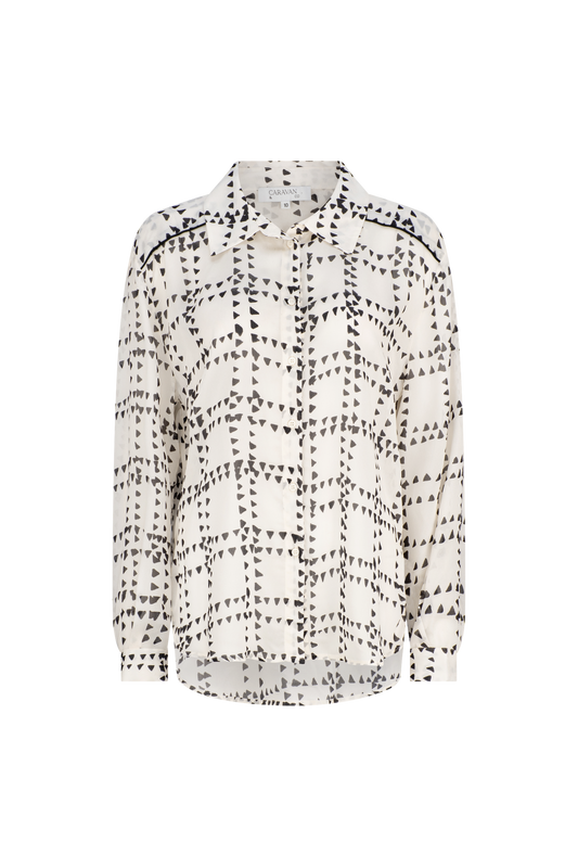 LOTTIE CONTRAST SHOULDER BLOUSE - IVORY